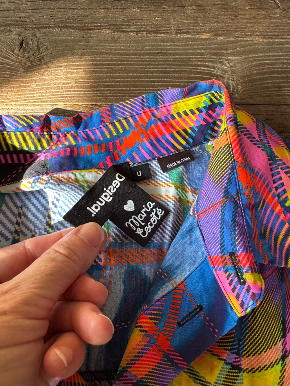 María Escoté Oversize unisex distorted psychedelic Plaid Shirt OS - Picture 6 of 9